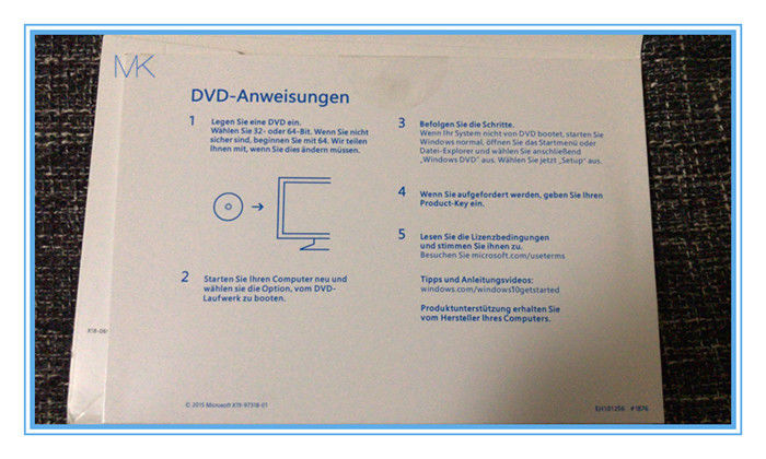 FQC-08981 Windows 10 Pro DVD Boîte 32 64 bits avec configuration système requise pour processeur 1 GHz