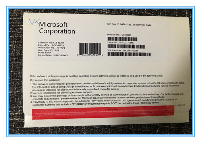Système d'exploitation Windows 10 Pro Boîte Commerciale Installation de Windows 10 Module 32 bits ou 64 bits Windows 10 Professionnel Boîte Commerciale