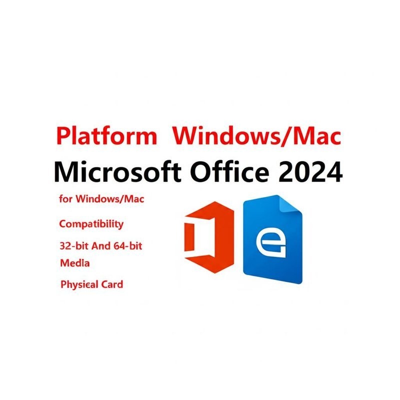 Plateforme Windows/Mac Microsoft Office 2024 pour Windows/Mac Compatibilité 32 bits et 64 bits Carte médiatique physique